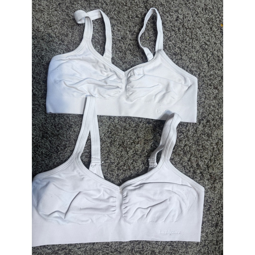 Le Mystere Cream Seamless Wireless Bralette Set of 2 Size Small Ruched Bra